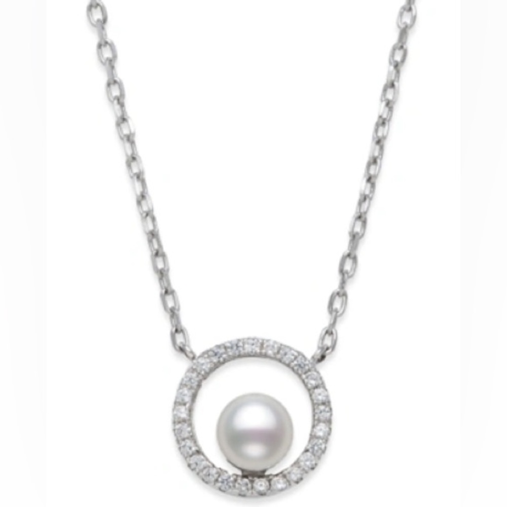 🎁Giani Bernini Freshwater Pearl Cubic Zirconia Pendant Necklace Sterling Silver